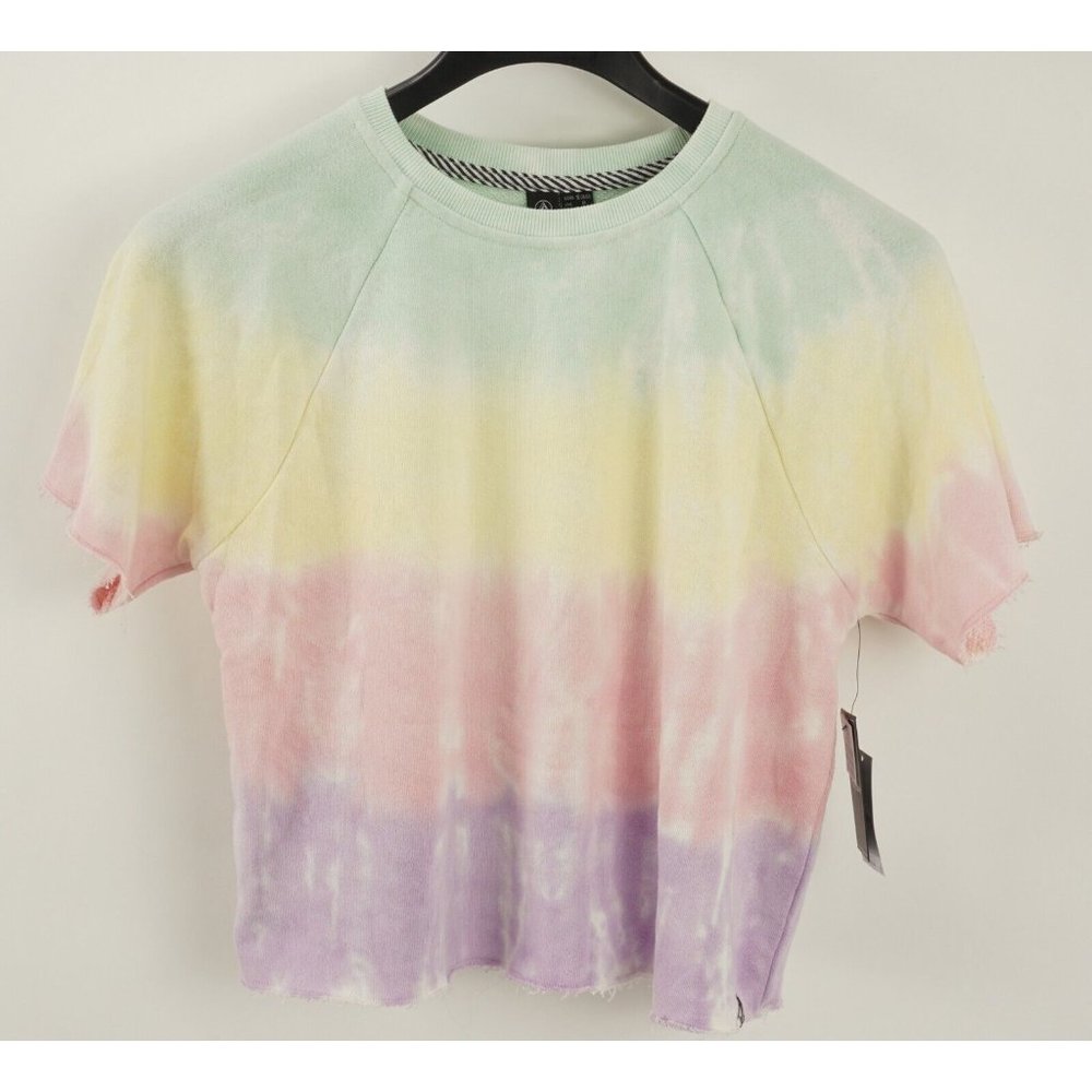 New 45$ Volcom Part of My Crew Women's Size S Tie Dye Terry Short Sleeve T-Shirt